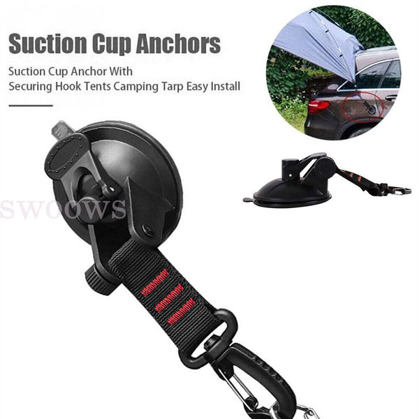 1-4PCS Heavy Duty Suction Cup Anchor Tie Downs w/Hooks Lock Car Awning Camping