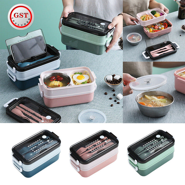 Bento Box Lunch Containers Food Microwave Stainless Portable Dinnerware AU