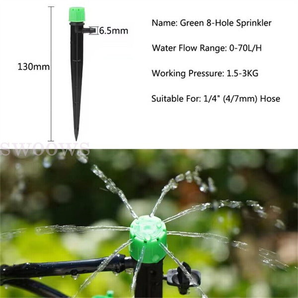 UP 100X Adjustable Water Flow Irrigation Drippers Sprinkler Emitter Drip System