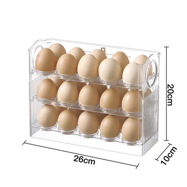 3Tier Storage Rack Egg Holder Space Saver Tray Flip Stand Dispenser Refrigerator