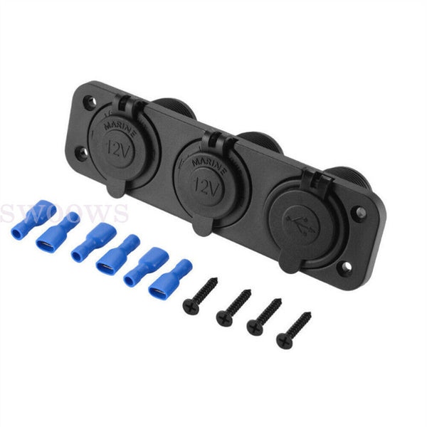 12V-24V Dual USB Charger Power Socket Plug Panel Car Boat Voltmeter Outlet