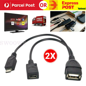 2x Cable Adapter USB OTG Power Cable OTG Cable Y Splitter Data Cable USB Adapter