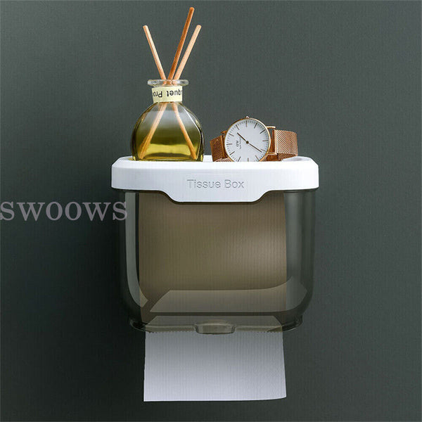 Toilet Paper Holder Waterproof Wall Mount Roll Paper Dispenser Tissue Box Shelf