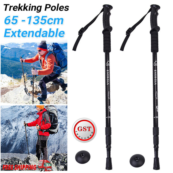 Adjustable Lightweight Hiking Trekking Poles Walking Stick Anti Shock Camping AU