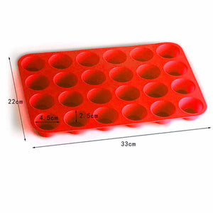 1-2x Pan Tray Silicone Mould 24 Cavity Mini Cupcake Cookie Baking Mold MuffinCup