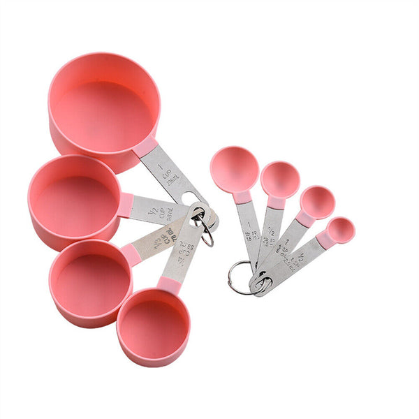 8pcs Stainless Steel Measuring Cups Spoons Kitchen Baking Cooking Tools Set AU