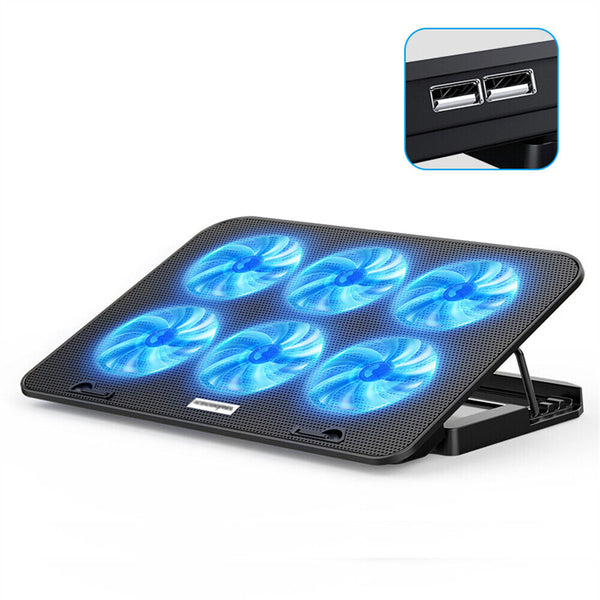 A9 Laptop Cooler (JS45.2) 6 Powerful Fan Table Stand for 12"-17" Laptop Blue LED