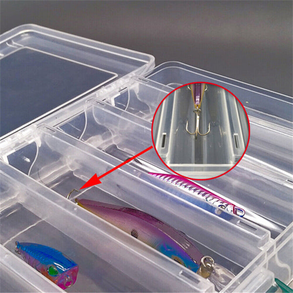 1-2x 14 Compartments Double-Sided Fishing Lure Hook Box Visible Squid Storage