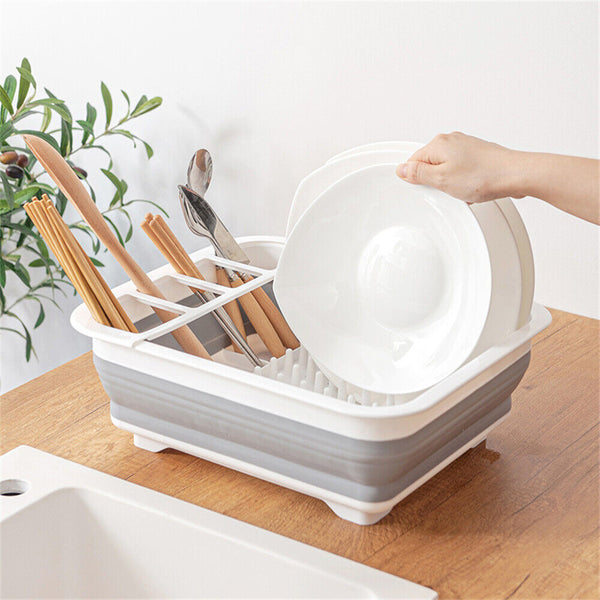 1-2x 10L Collapsible Dish Drainer/Drying Rack/strainer Caravan Cups Plates Shelf