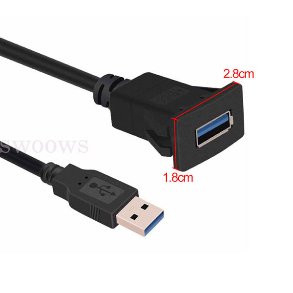 1M Car Dash Board Flush Mount USB Male Female Socket Panel Extension Cable AU