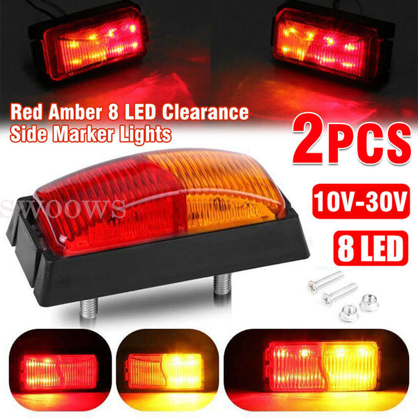 Red Amber LED Clearance Lights Side Marker Lamp Trailer Truck Caravan Multi Volt