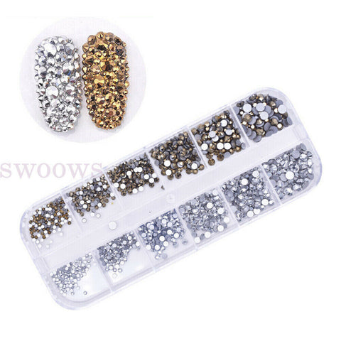 Nail Art 3D Assorted Rhinestones Gem Pearl Glitter Sequins Nail Decor Tips