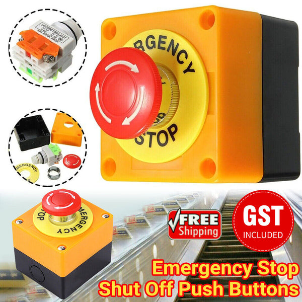 1/2x Emergency Stop Shut Off Push Button Switch NO / NC e-stop Push Button