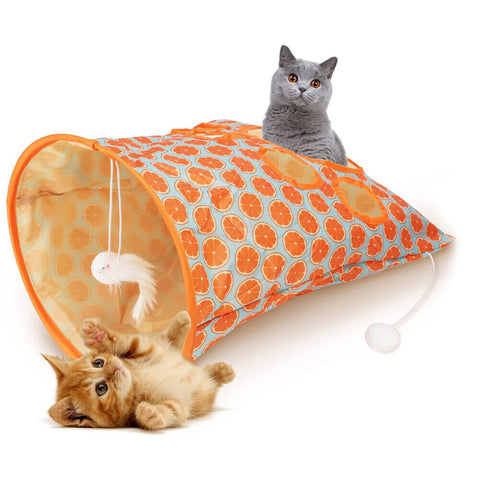 Cat Tunnel Bag Pet Kitten Tunnel Foldable Small Animal Cat Play Interactive Toys