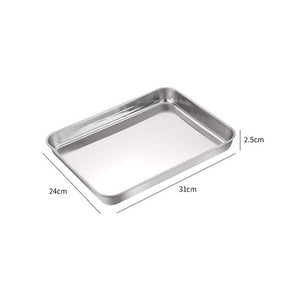 Stainless Steel Baking Pan Toaster Oven Tray Pans Baking Dish BBQ Cookie Cake AU