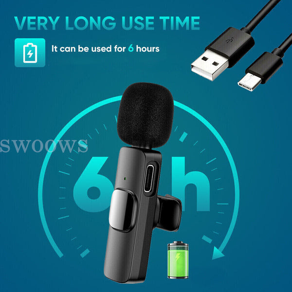 Wireless Lavalier Microphone Audio Recording Mini Microphone for Android