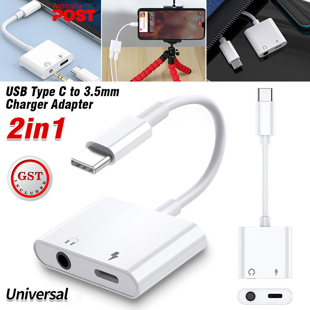 USB-C Type C to 3.5mm Headphone Jack and Charger AUX Audio Adapter Splitter AU