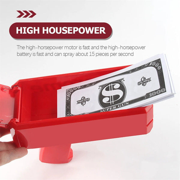 Multi-Coloured Money Shooter Spray Cash Toy Money Gun Prop 100pcs Bill Dispenser