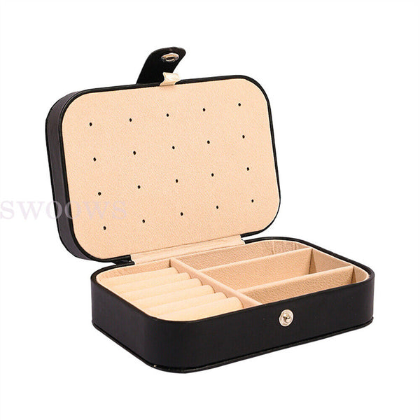 New Portable Jewelry Box Organizer Leather Jewelry Ornaments Case Travel Storage