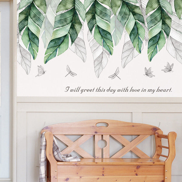 Tropical Green Foliage Leaves Plant Wall Stickers Vinyl Nursery Decor Art Mural