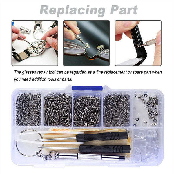 Watch Glasses Repair Tool Eyeglasses Sunglasses Screws Nut Pad Screwdriver Kit