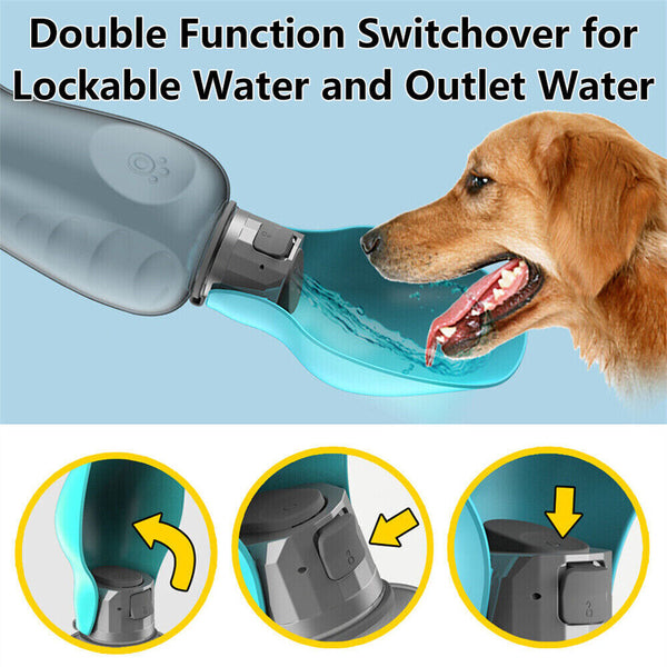 800ml Portable Dog Water Bottle Pet Outdoor Travel Hiking Walking Drinking Bowl