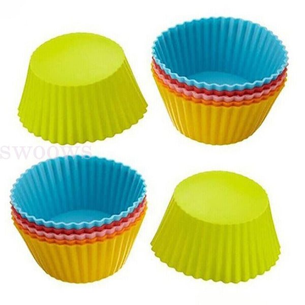 10-20x Muffin Silicone Cupcake Case Round Cup Cake DIY Bake Mold Baking Mould