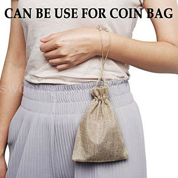 Up 100PCS Drawstring Storage Bags Bulk Linen Calico Bags snack Tote Gift Bags AU