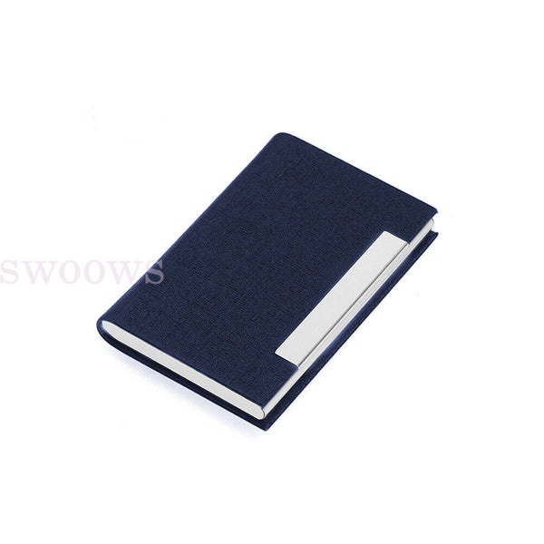 Business Card Holder Case PU Leather Stainless Steel Multi Magnetic Closing Case