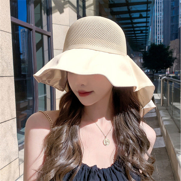 Women Sunscreen Hat Outdoor Sun Hat Wide Brim Fisherman Hat Beach UV Protection