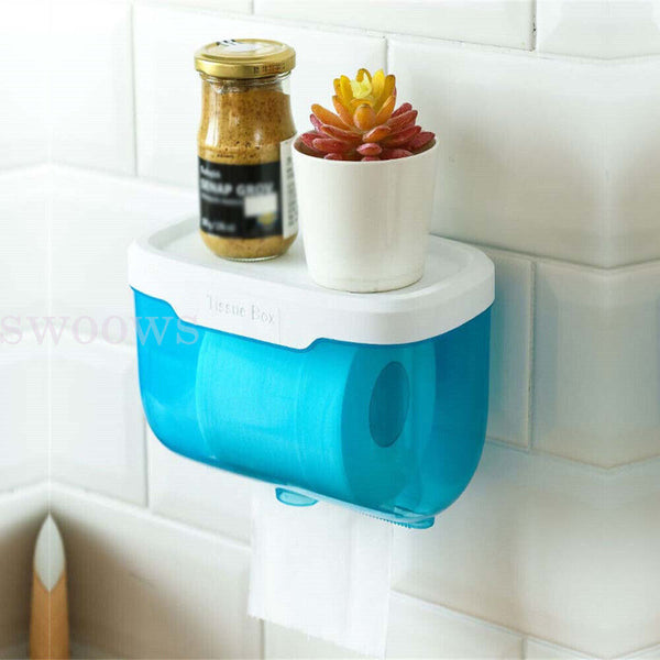 Toilet Paper Holder Waterproof Wall Mount Roll Paper Dispenser Tissue Box Shelf