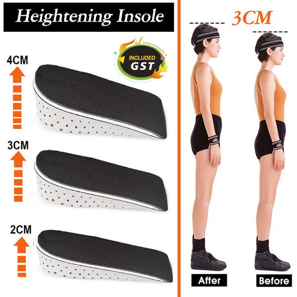 Unisex Insole Heel Lift Insert Shoe Pad Height Increase Cushion Taller Foot Pad