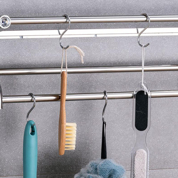 Up to 8x S-shaped Stainless Steel Hanging Hooks Kitchen Bathroom Hangers Holder