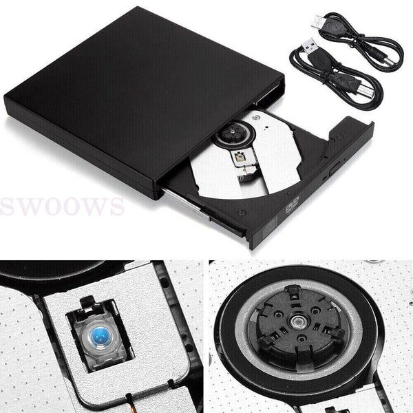 External Drive USB Portable Burner CD RW DVD ROM Reader Writer For Mac & Windows