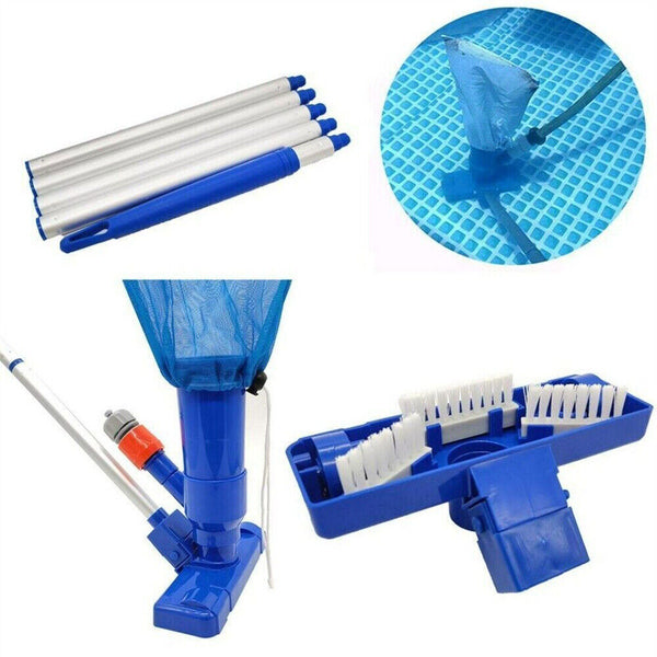 Portable Swimming Pool Spa Pond Fountain Vacuum Brush Cleaner Cleaning Set