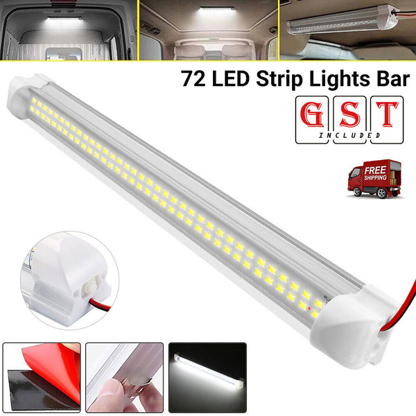 1/2X 72 LED Strip Lights Bar Car Interior Waterproof Lamp Caravan Boat Camping