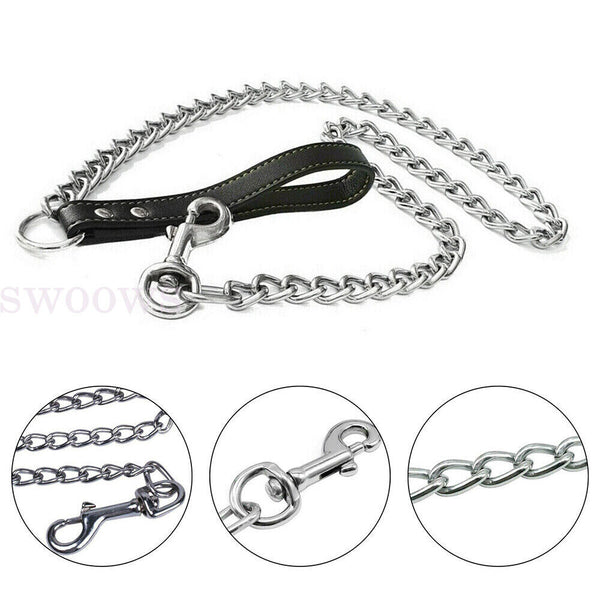 Metal Chain Dog Lead With Handle Long Strong Control Leash 0.2*120cm Heavy Duty