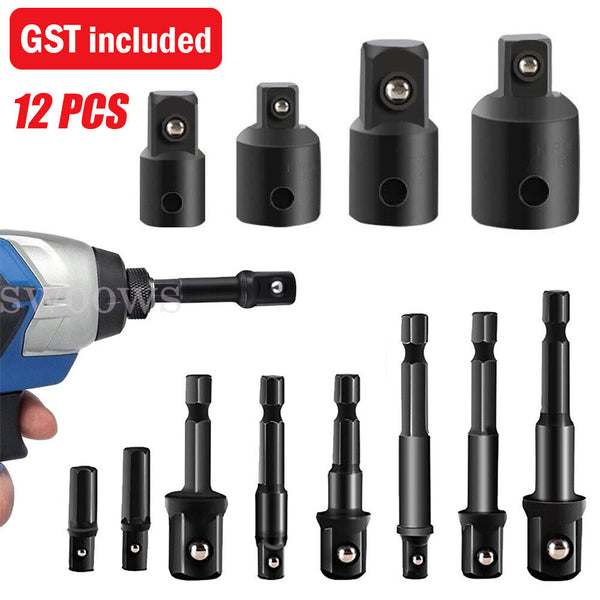 1-2 Set Drill Socket Adapter Impact Nut Driver Bit Extension Hex 1/4" 3/8" 1/2"T