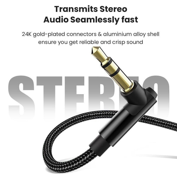 1/4x Elbow Male to Male 90 Degree Headphone Wire Aux Cord Audio Cable 3.5mm Jack