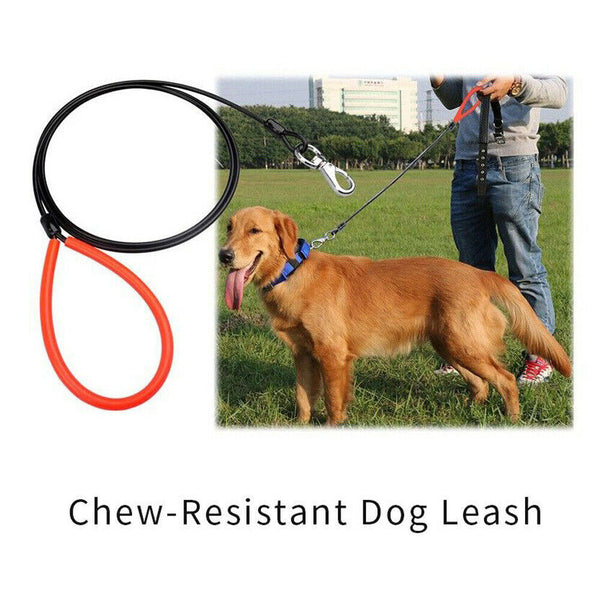 150CM Pet Dog Leash Chain Stainless Steel Bite Resistant Dog Lead Soft Handle