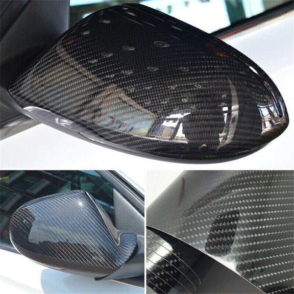 NEW BEST 7D Gloss Black Carbon Fibre Fiber Vinyl Car Wrap Air Release Film Mat