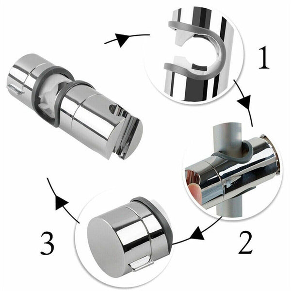 18-25mm Replacement ABS Chrome Shower Rail Head Slider Holder Adjustable Bracket