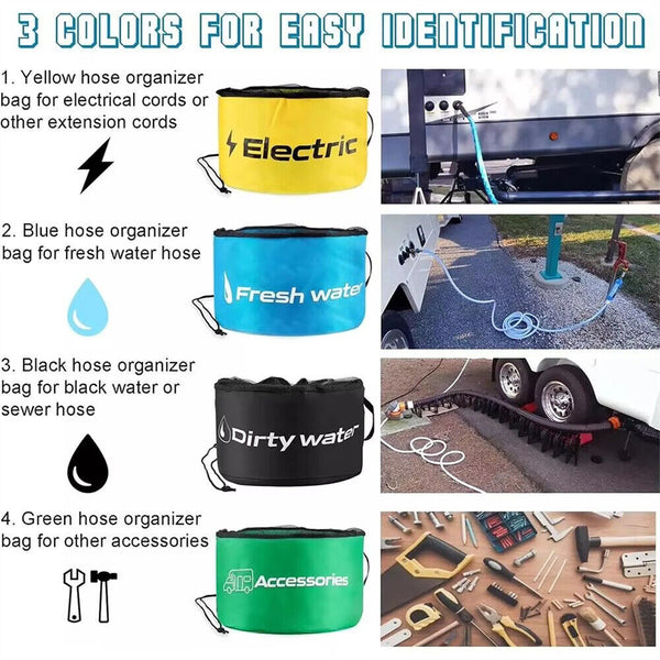 1/2 x Hose Bag Caravan Camping Cable Organizer Electrical Cords Storage Bags