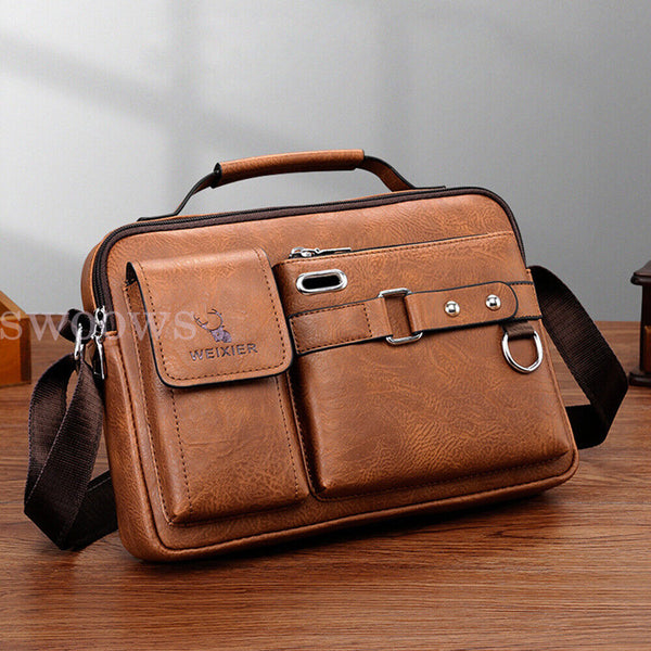 Men's Vintage Messenger Leather Satchel Shoulder Crossbody Briefcase Laptop Bag