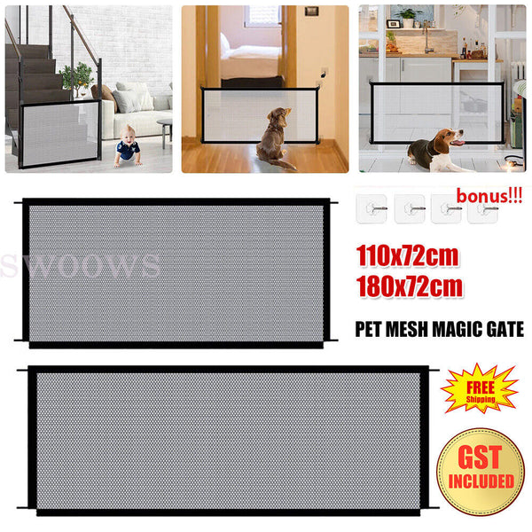 Dog Pet Mesh Magic Gate Pets Barrier Baby Kid Safety Door Fence In/Ourdoor Guard