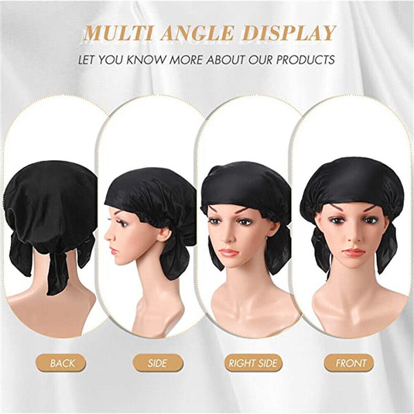 Pure Mulberry Silk Adjustable Night Cap Soft Sleeping Cap Hair Care Wrap Bonnet