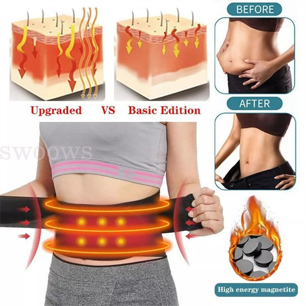 Self Heating Magnetic Back Support Lumbar Lower Waist Brace Belt Pain Relief AU