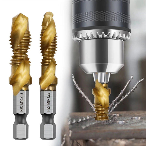 6/12x HSS Hex Shank Tap Drill Bits Metric Thread Screw Compound Tapping Set Tool