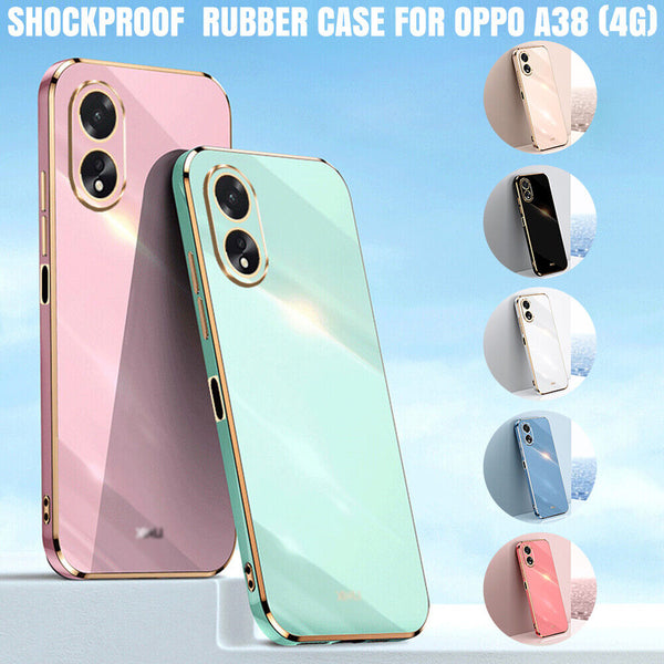 Shockproof Fashion Candy Plating Frame Soft Rubber Case Cover For OPPO A38 4G