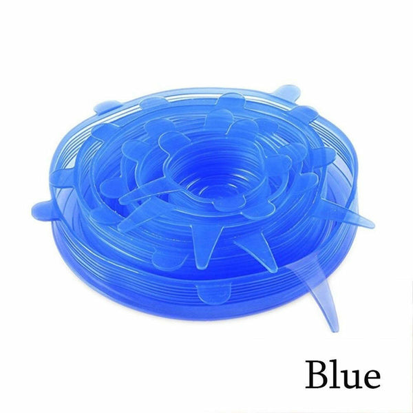 6-12PCS Stretch Reusable Silicone Bowl Wraps Food Saver Cover Seal Lids